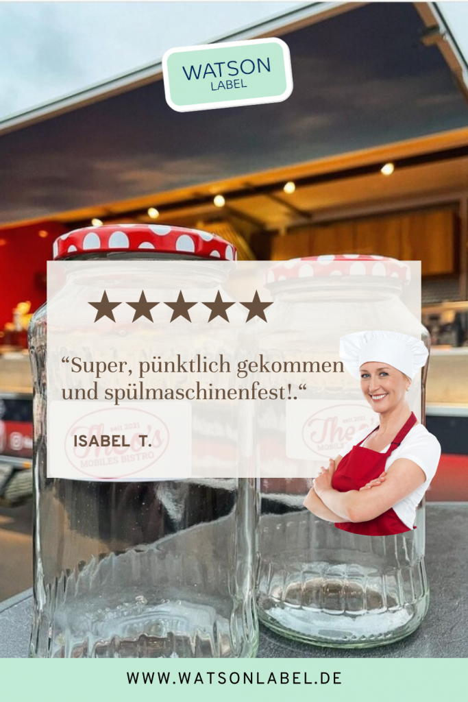 spülmaschinenfeste Sticker für Gläaser - 5 Sterne Rating zu Praxisbeispiel Nr. 1 - 