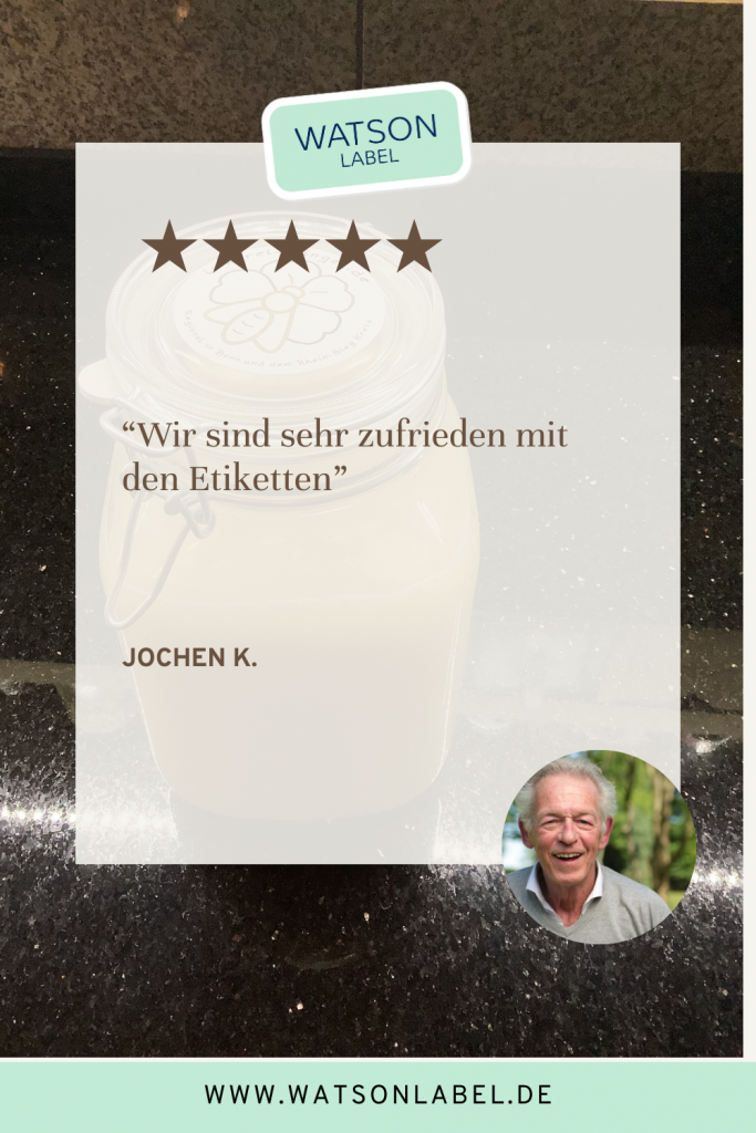 5 Sterne Testimonial zu Honig Mehrweg-Logo Aufklebern spülmaschinenfest