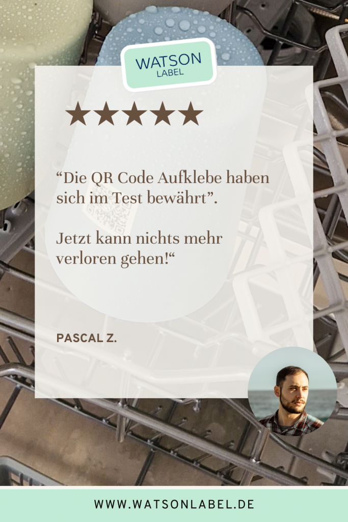 QR Code Aufkleber spülmaschinenfest Testimonial  mit 5 Sternen vom Bundesministerium